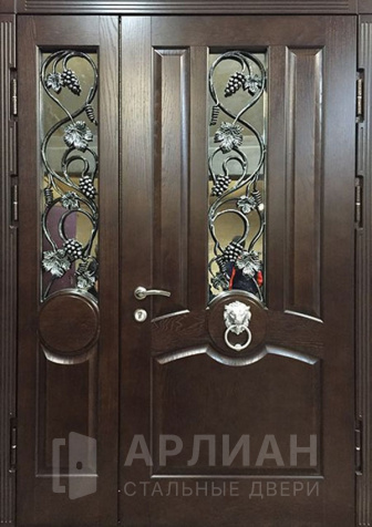 Фото «Со стеклом и ковкой дверь отделка МДФ №66»